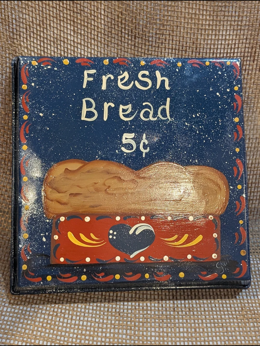 Vintage 80s Hand Painted Kitchen Decor Bread Baking